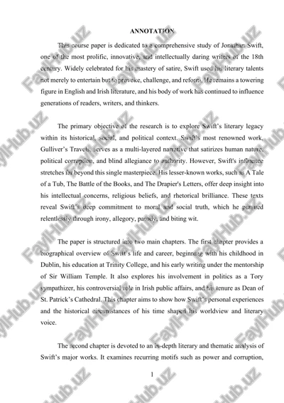jonathan swift's literary legacy — DOCX