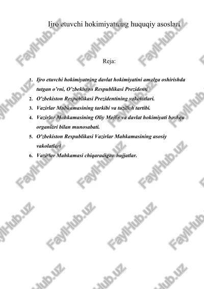 ijro etuvchi hokimiyatning huquqiy asoslari — DOC