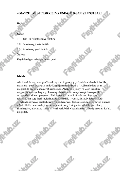 aholi tarkibi va uning o‘rgnaish usullari — DOCX