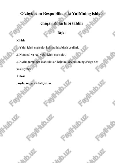 yalpi ichki mahsulotlar — DOCX