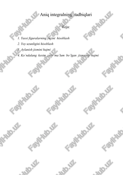 aniq integralning tadbiqlari — DOC