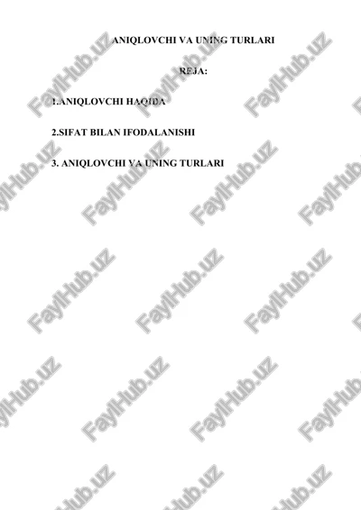 aniqlovchi va uning turlari — DOCX