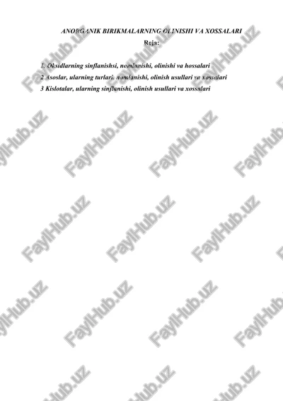anorganik birikmalarning olinishi va xossalari — DOCX