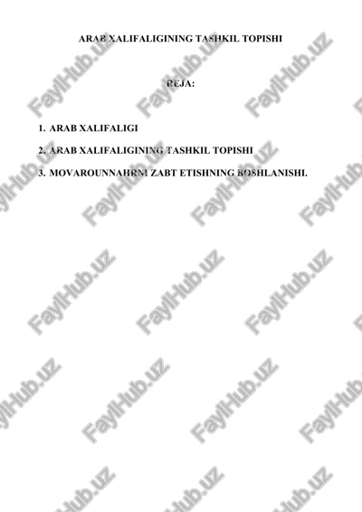 arab xalifaligining tashkil topishi — DOC