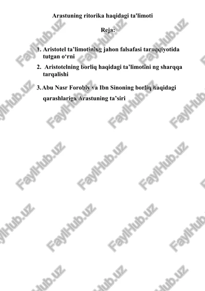 arastuning ritorika haqidagi ta'limoti — DOCX