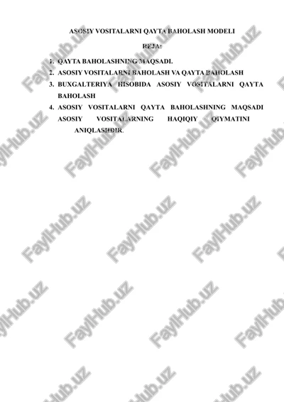asosiy vositalarni qayta baholash modeli — DOCX