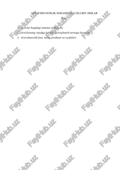 arxivshunoslik sohasidagi uslubiy ishlar — DOC