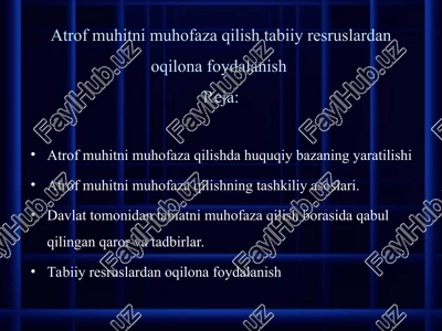 atrof muhitni muhofaza qilish tabiiy resruslardan oqilona foydalanish — PPT