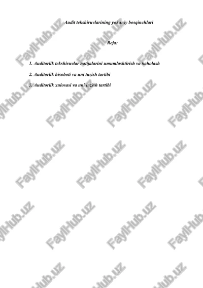 audit tekshiruvlarining yakuniy bosqinchlari — DOC
