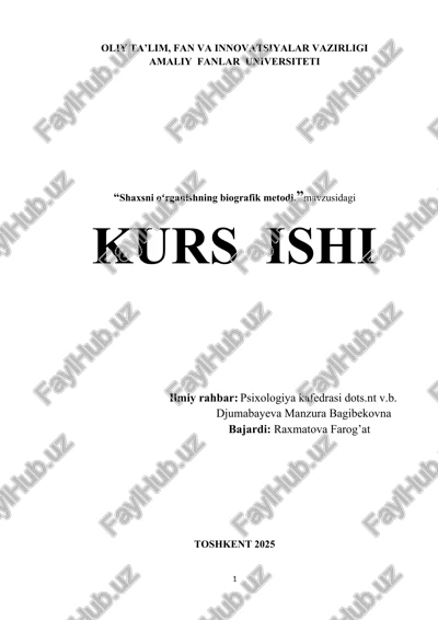 "shaxsni oʻrganishning biografik metodi" — DOCX