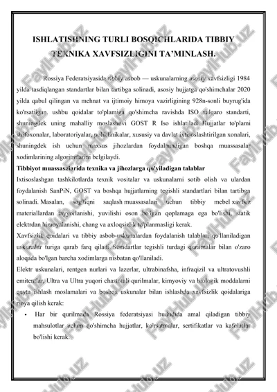 tibbiy asbob — uskunalarning xavfsizligi — DOCX
