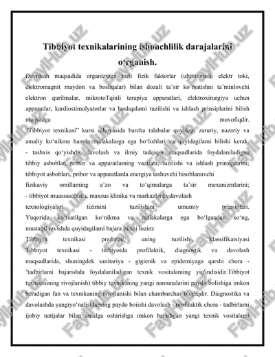 tibbiyot texnikasi — DOCX