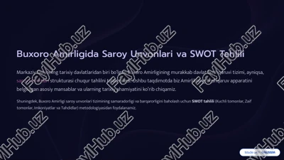 buxoro amirligida saroy unvonlari va swot tahlili — PDF