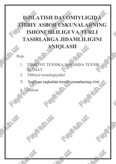 tibbiyot texnologiyalari — DOCX