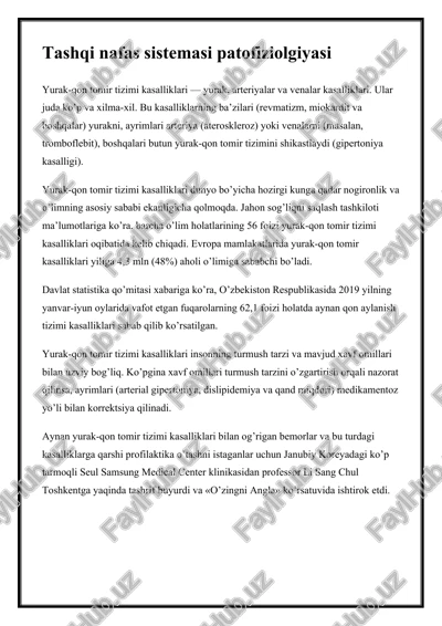 yurak-qon tomir tizimi kasalliklari — DOCX