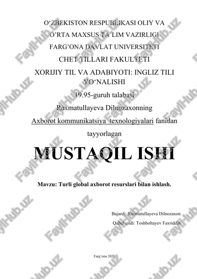 turli global axborot resurslari bilan ishlash — DOCX