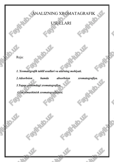 analizning xromatagrafik usullari — DOC
