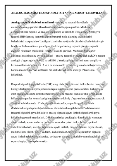 analog-raqamli transformatsiyaning asosiy tamoyillari — DOCX