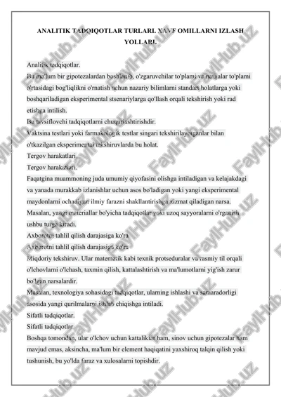 analitik tadqiqotlar turlari — DOCX