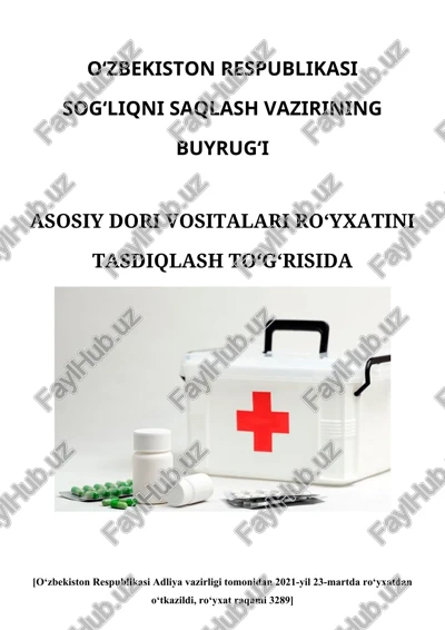 asosiy dori vositalari roʻyxati tasdiqlandi — DOCX