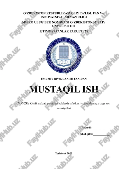 kichik maktab yoshidagi bolalarda tafakkur rivojlanishining o‘ziga xos xususiyatlari — DOCX