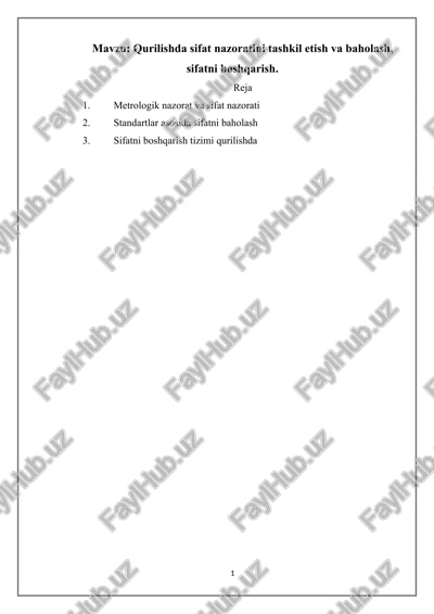 metrologik nazorat va sifat nazorati — DOCX