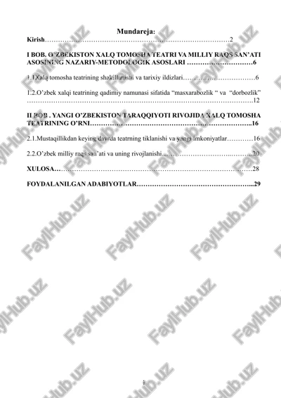 o’zbekiston xalq tomosha teatri va milliy raqs san’ati asosining nazariy-metodologik asoslari — DOCX