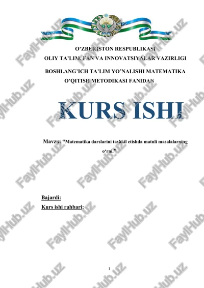 matematika darslarini tashkil etishda matnli masalalarning oʻrni — DOC