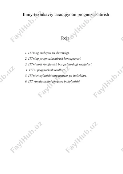 ilmiy-texnikaviy taraqqiyotni prognozlashtirish — DOCX