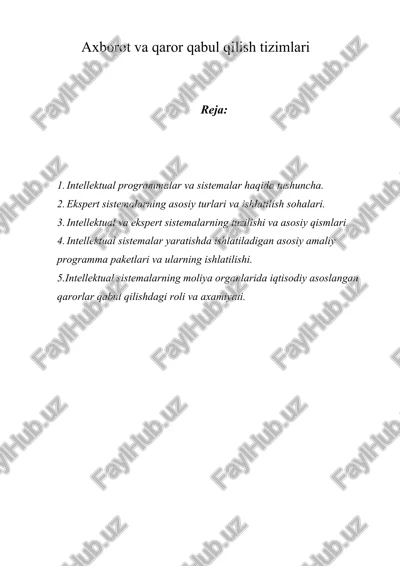 axborot va qaror qabul qilish tizimlari — DOC