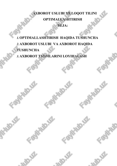 axborot uslubi muloqot tilini optimallashtirish — DOCX