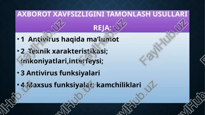 axborot xavfsizligini tamonlash usullari — PPTX