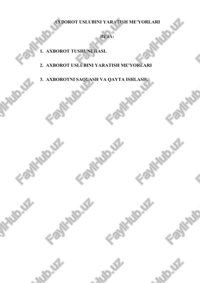 axborot uslubini yaratish me'yorlari — DOCX