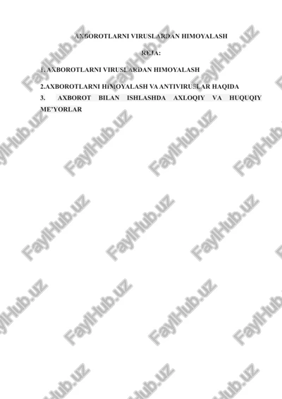 axborotlarni viruslardan himoyalash — DOCX