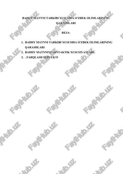 badiiy matnni tarkibi xususida o'zbek olimlarining qarashlari — DOCX