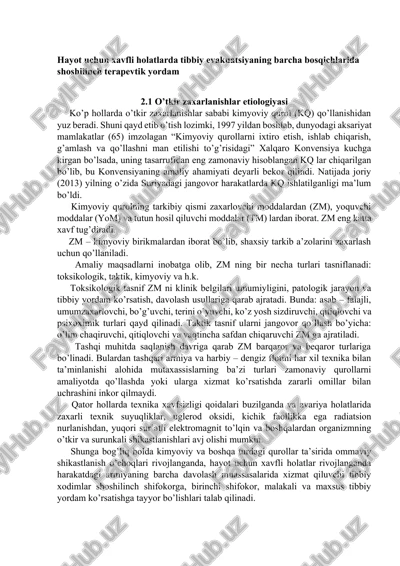 o'tkir zaxarlanishlar etiologiyasi — DOCX