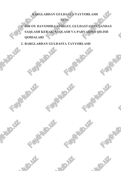 barglardan guldasta tayyorlash — DOCX