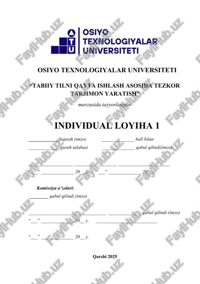 tabiiy tilni qayta ishlash asosida tezkor tarjimon yaratish — DOCX