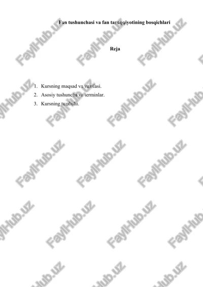 fan tushunchasi va fan taraqqiyotining bosqichlari — DOC