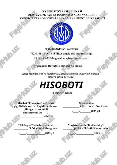 lingvistika (ingliz tili) mutaxassisligi — DOC