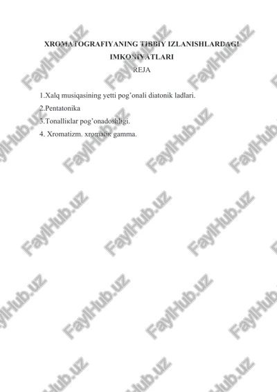 xromatografiyaning tibbiy izlanishlardagi imkoniyatlari — DOCX
