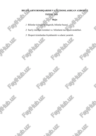 bilimlarni boshqarish va ixtisoslashgan axborot tizimlari — DOCX