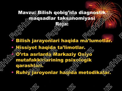 bilish qobig’ida diagnostik maqsadlar taksanomiyasi — PPT