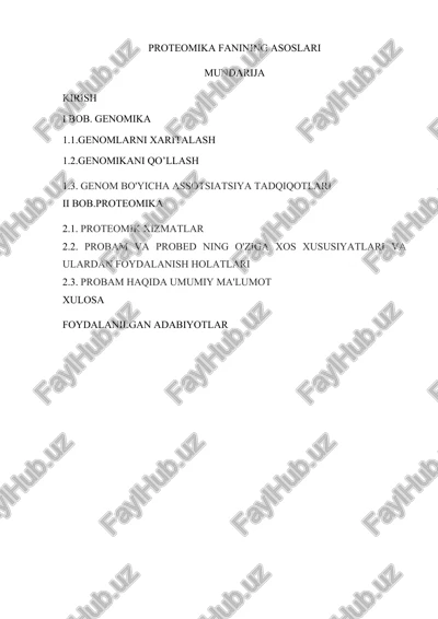 proteomika fanining asoslari — DOCX