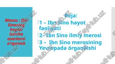 ibn sinoning hayoti barcha asarlarni o'rganish — PPTX