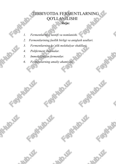 tibbiyotda fermentlarning qo'llanilishi — DOC