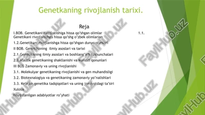 genetkaning rivojlanishi tarixi — PPTX
