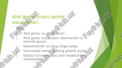 allelgenlar va ularning xususiyatlari — PPTX