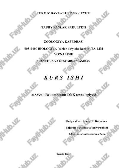 rekombinant dnk texnalogiyasi — DOCX