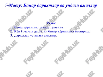 binar daraxtlar va undagi amallar — PPTX